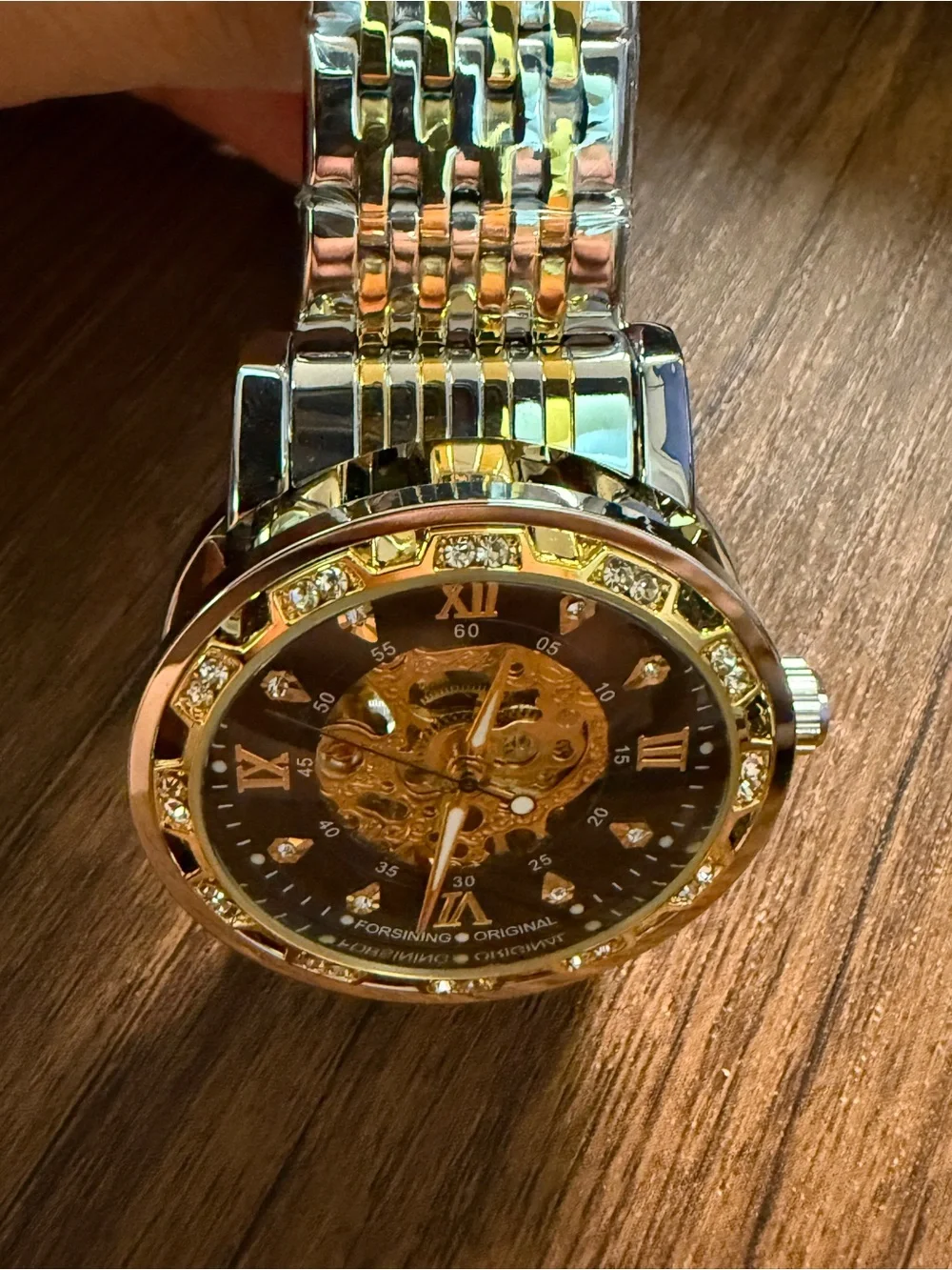 Unisex Gold and Black Mechanical Watch
